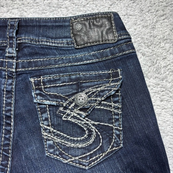 Silver Jeans Womens 26 Suki Surplus Stretch Flare Flap Pockets Big Stitch Party - Picture 4 of 5